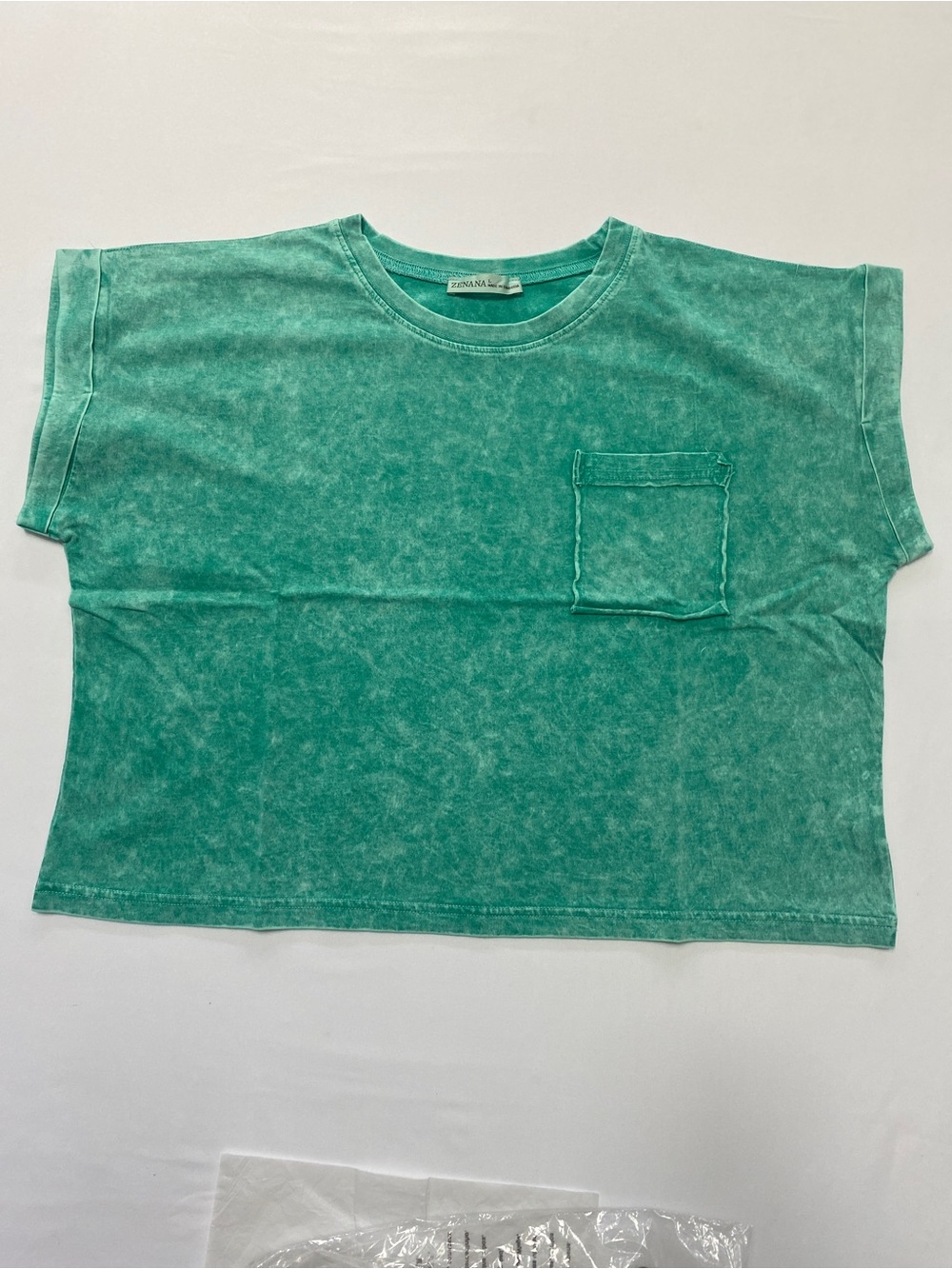 Zenana Outfitters Teal Washed Short Sleeve Pocket Tee